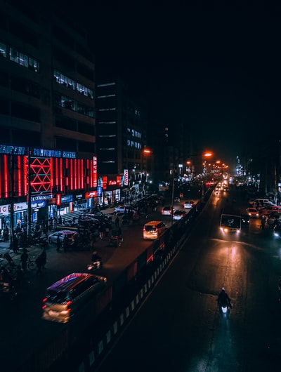 The car on the road at night
